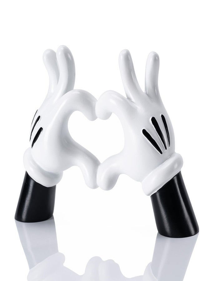 FelyHos Cartoon Heart Hands Resin Statue Modern Home Decor Accents Love Finger Sculpture Room Decor Accessories Black White - Image 1